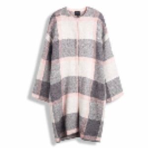 Large OtherMix Gray White & Pink Cardigan Jacket